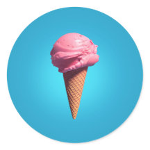 Erdbeere Eiscreme Klassischer Rundaufkleber