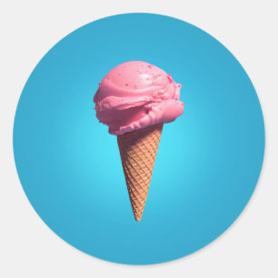 Erdbeere Eiscreme Klassischer Rundaufkleber Runder Aufkleber
