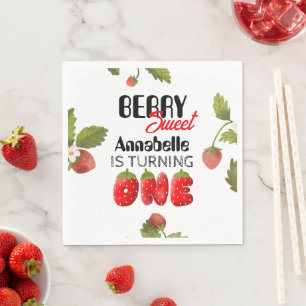 Erdbeere Erster Geburtstag Serviette