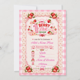 Erdbeere erster Geburtstag Strawberry Shortcake Einladung