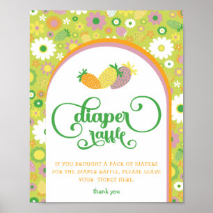 Erdbeere   Floral Diaper Raffel-Zeichen Poster