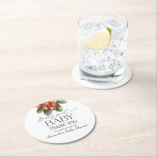 Erdbeere Frischmarkt Berry Sweet Baby Shower Runder Pappuntersetzer