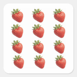 Erdbeere Frucht Quadratischer Aufkleber