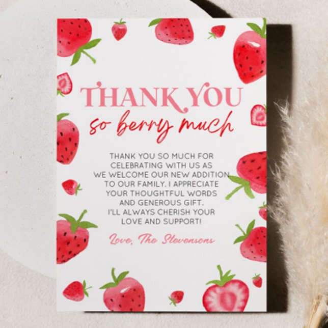Erdbeere Früchte Eine Berry Sweet Baby Dusche Dankeskarte (Von Creator hochgeladen)