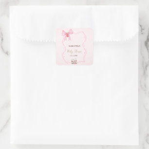 Erdbeere,Gans,Rahmen Punkte Baby Shower Quadratischer Aufkleber