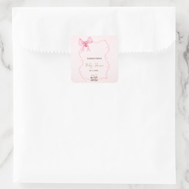 Erdbeere, Gänse, Rahmen-Kinderdusche Quadratischer Aufkleber (Tasche)