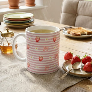 Erdbeere & Gänseblümchen Rosa Tasse Süße Coquett