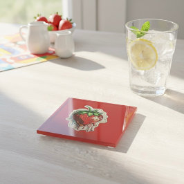 Erdbeere Glasuntersetzer