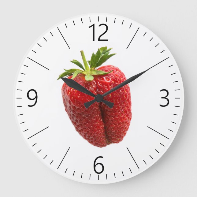 Erdbeere Große Wanduhr (Vorderseite)