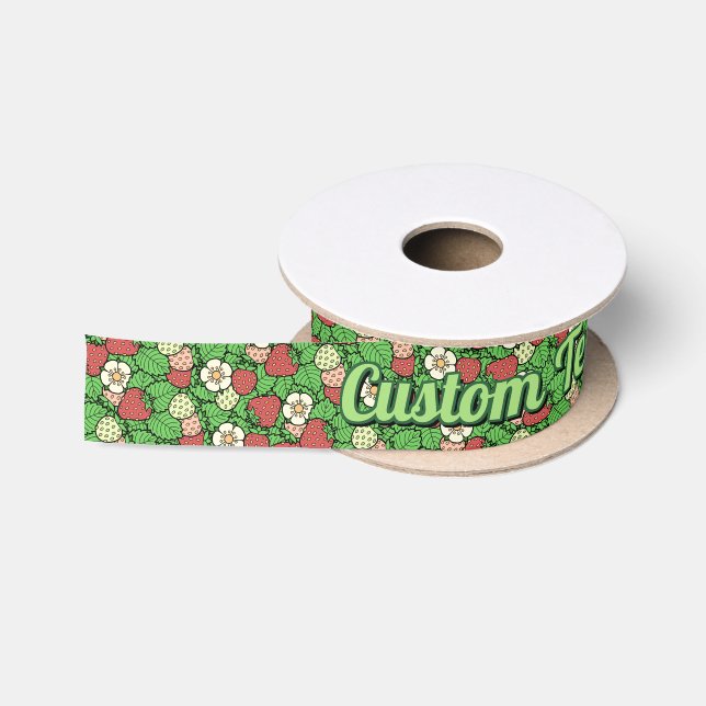 Erdbeere Hintergrund Muster Satin Ribbon Satinband (Spule)