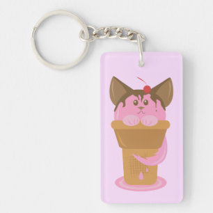 Erdbeere Ice Creme Cat Schlüsselanhänger