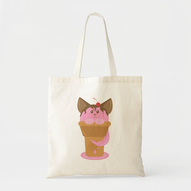 Erdbeere Ice Creme Cat Tragetasche (Vorne)
