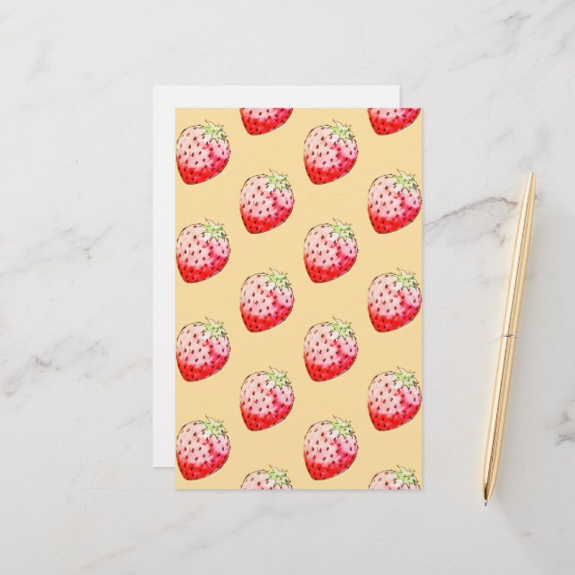 Erdbeere in Gelb Briefpapier (Vorderseite/Rückseite Beispiel)