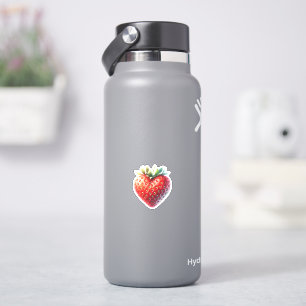 Erdbeere in Herzform mit Heart Shaped Seeds Aufkleber