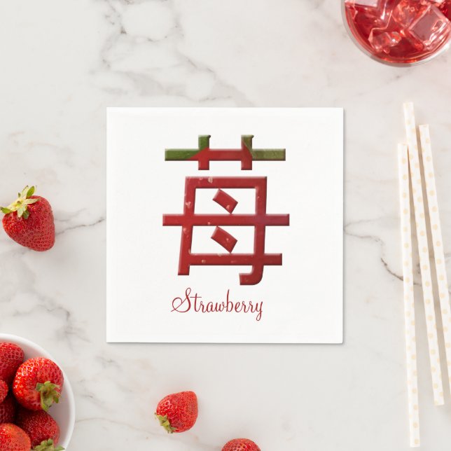Erdbeere in japanischem Kanji Ichigo Serviette (Beispiel)