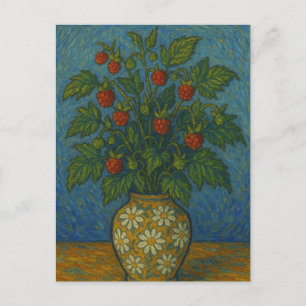 Erdbeere in Vase Postkarte