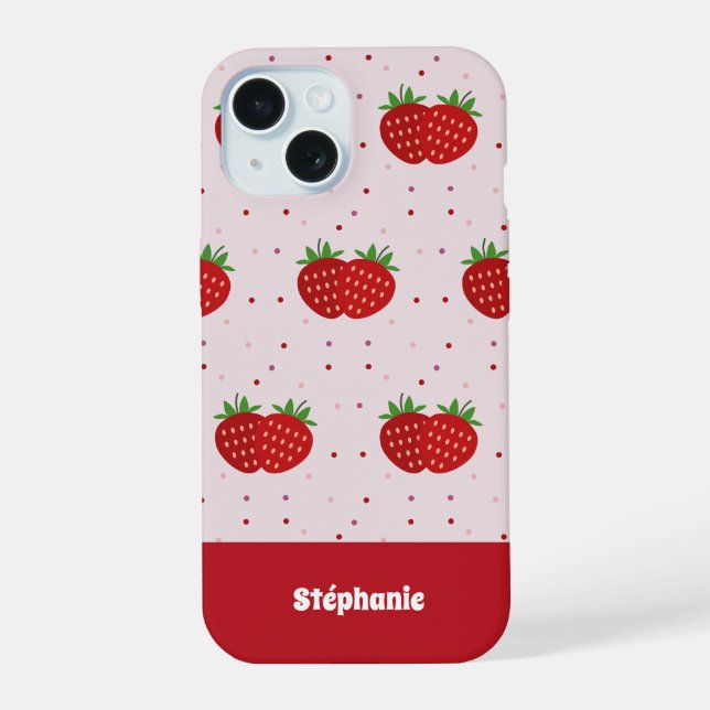 Erdbeere iPhone 15 Hülle (Rückseite)