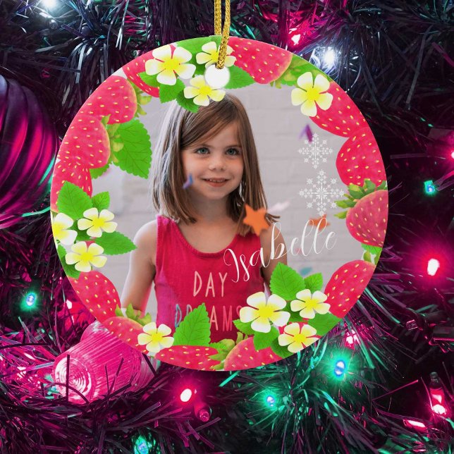 Erdbeere Keramik Ornament (Strawberry Christmas Ornament Design. Suitable for Girl Who loves Strawberry.)