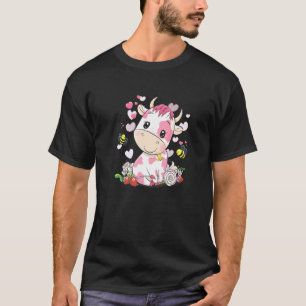 Erdbeere Kuh Niedlich Kuh Rosa Kuh Haustier T-Shirt