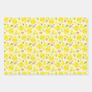 Erdbeere Lemon Gelbwackelpapier Geschenkpapier Set