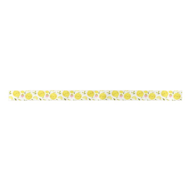 Erdbeere Lemon White Satinband (Vorderseite)