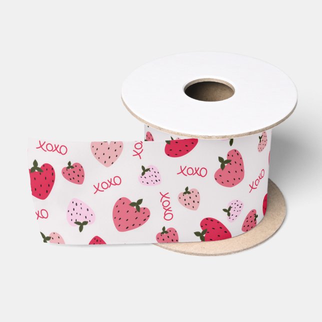 Erdbeere Liebe Satinband (Spule)