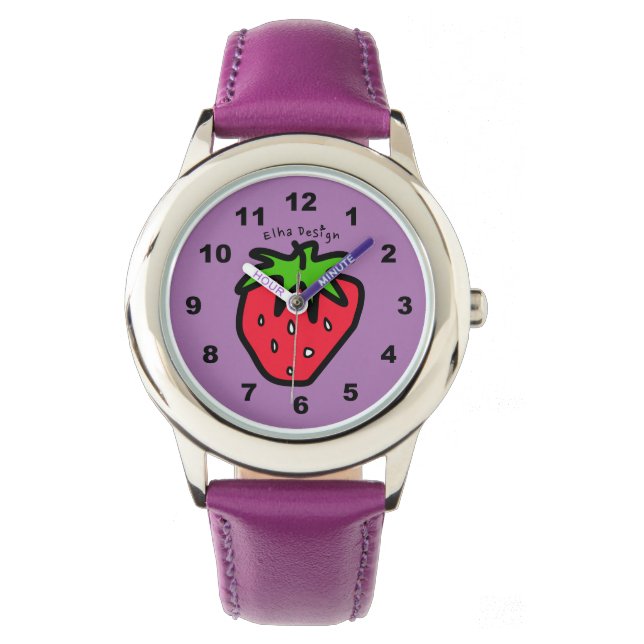 Erdbeere Lila Armbanduhr (Vorderseite)