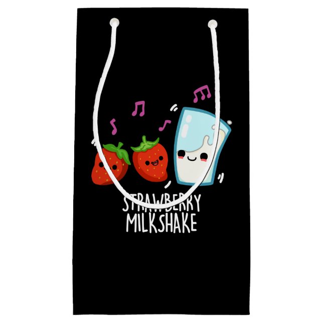 Erdbeere Milch Shake Funny Food Puff Dark BG Kleine Geschenktüte (Vorderseite)