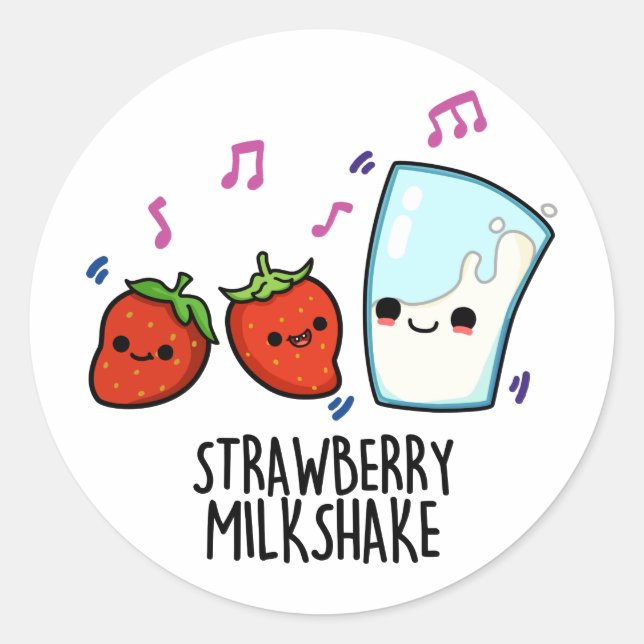 Erdbeere Milch Shake Funny Food Puff Runder Aufkleber (Vorderseite)