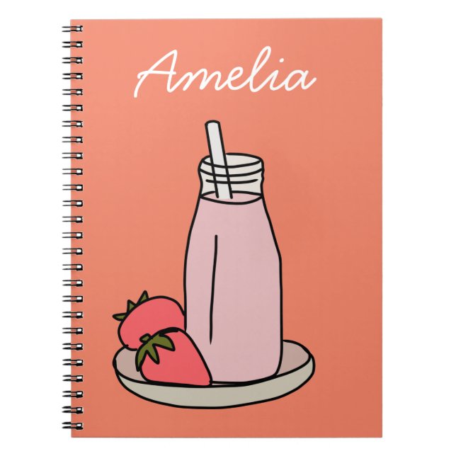 Erdbeere Milkshake Retrosa Notizblock (Vorderseite)