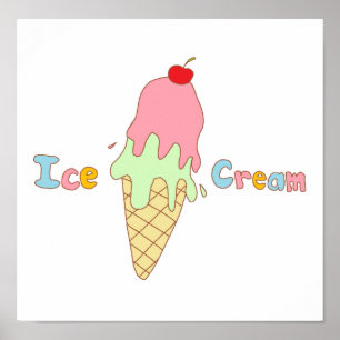 Erdbeere Minze Eiscreme Poster