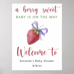 Erdbeere mit Bugbaby-Dusche Poster