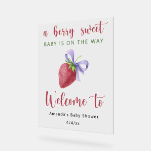 Erdbeere mit Schleife Baby Shower Acrylschild