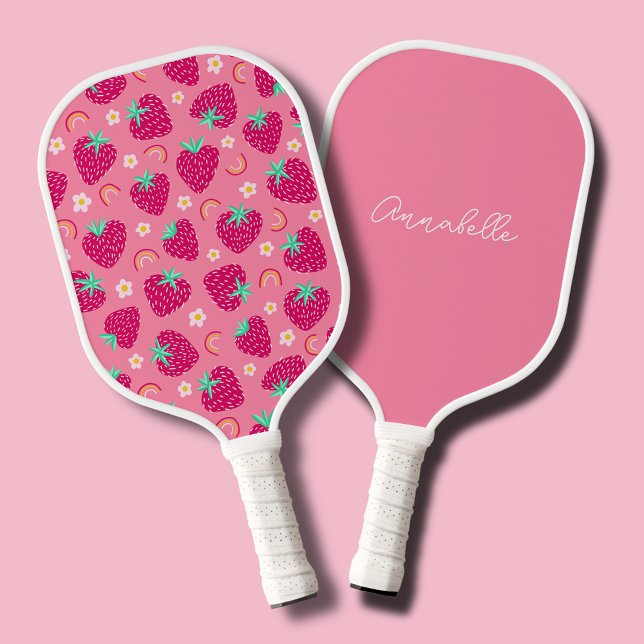Erdbeere niedlich pickleball schläger (Personalized pink strawberry pickleball paddle)