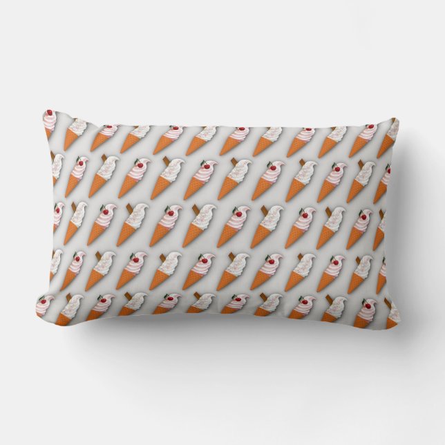 Erdbeere oder Vanilla? Gray Lumbar Pillow Lendenkissen (Vorderseite)