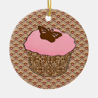 Erdbeere Pink Mattiert Cupcake Keramik Ornament