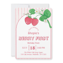 Erdbeere Pink Streifen Mädchen Berry Erster Geburt