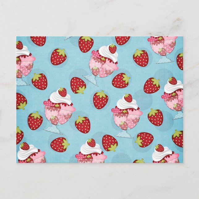Erdbeere Postkarte (Vorderseite)