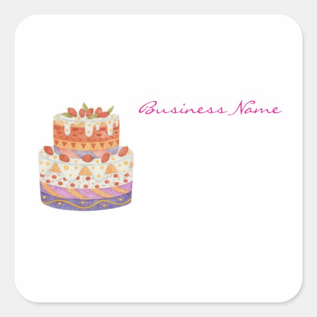 Erdbeere Quadratischer Aufkleber (Vorderseite)