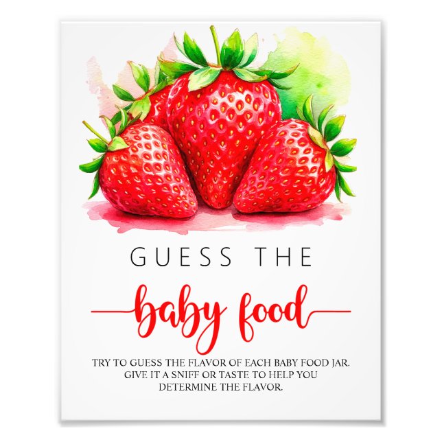 Erdbeere Raten Sie das Baby-Food-Zeichen Fotodruck (Vorne)