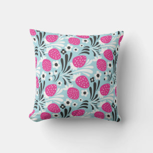 Erdbeere: Rosa Berry Nahtlos. Kissen