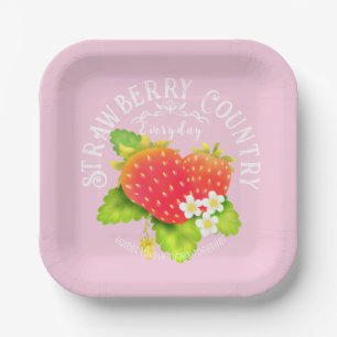 Erdbeere rosa Design. Pappteller