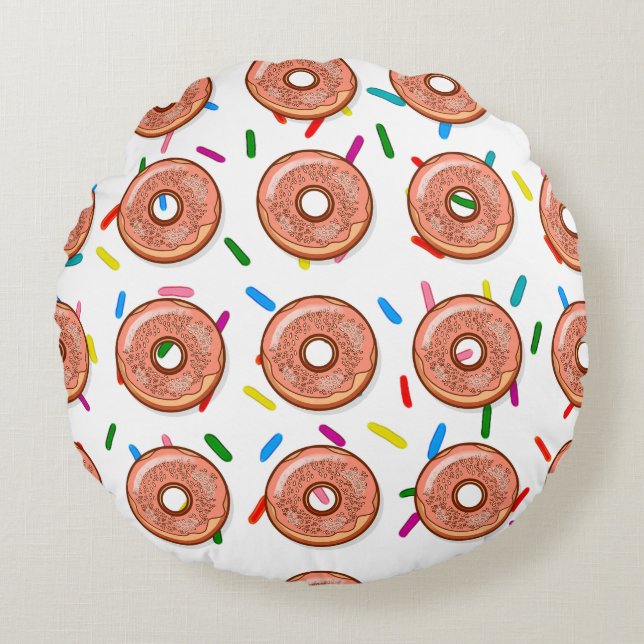 Erdbeere Rosa Donut Sprinkles Rundkissen Rundes Kissen (Vorderseite)