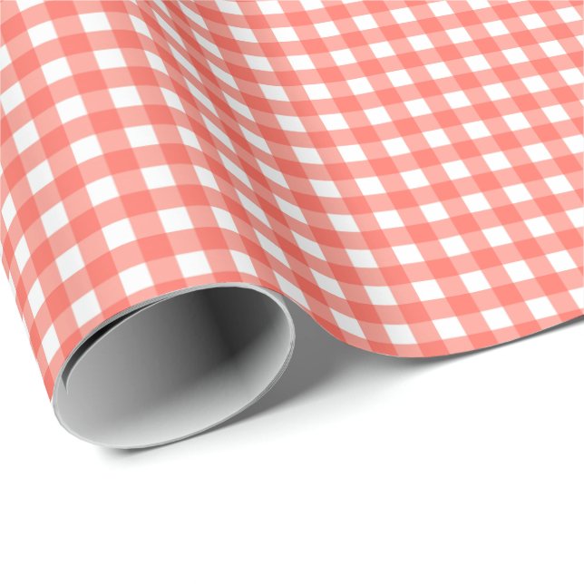 Erdbeere Rosa Einfach Kariert Geschenkpapier (Rolleneckpunkt)