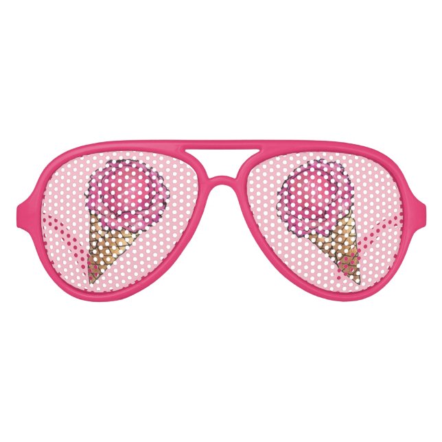 Erdbeere Rosa Eiscreme Waffelkone Feinschmecker Partybrille (Vorderseite)