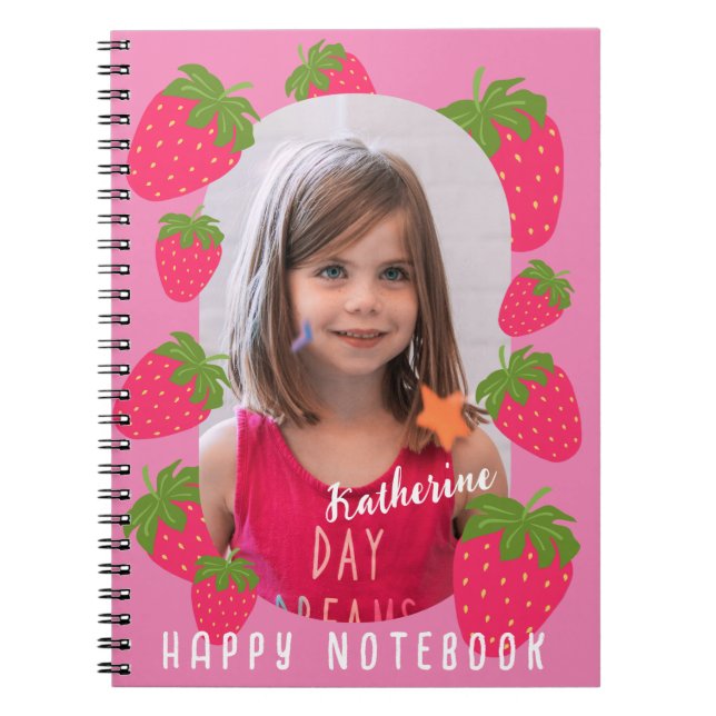 Erdbeere Rosa Foto Notizblock (Vorderseite)