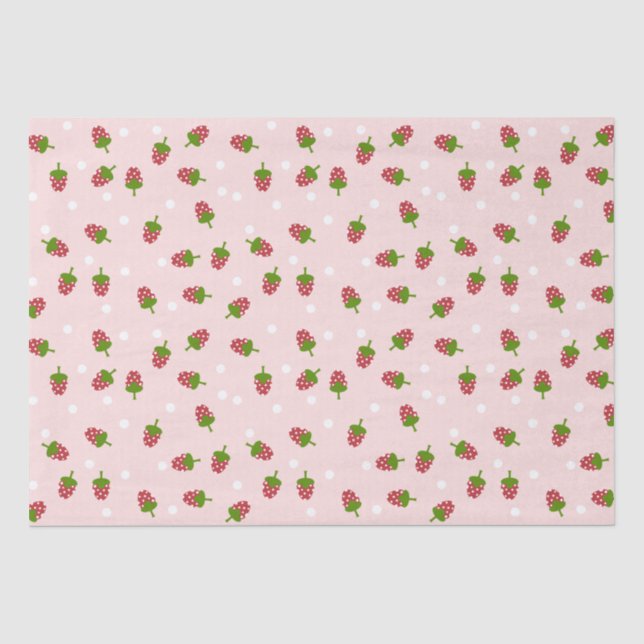 Erdbeere Rosa Niedlich Kawaii Girly Soft Pastete Seidenpapier (Vorderseite)