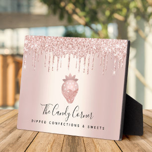 Erdbeere Rosen Gold Glitter Tropfen Dessert Süßigk Fotoplatte