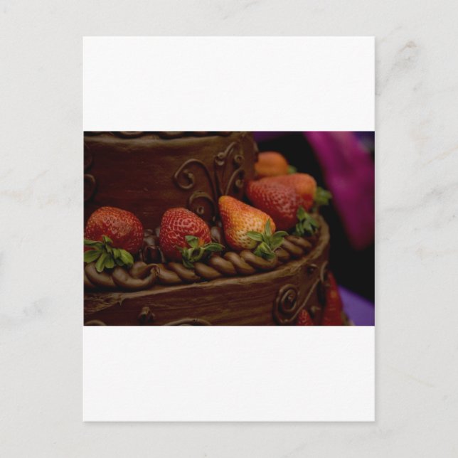 Erdbeere Schokoladenkuchen Postkarte (Vorderseite)