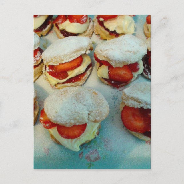 Erdbeere Scones/Cakes Postkarte (Vorderseite)